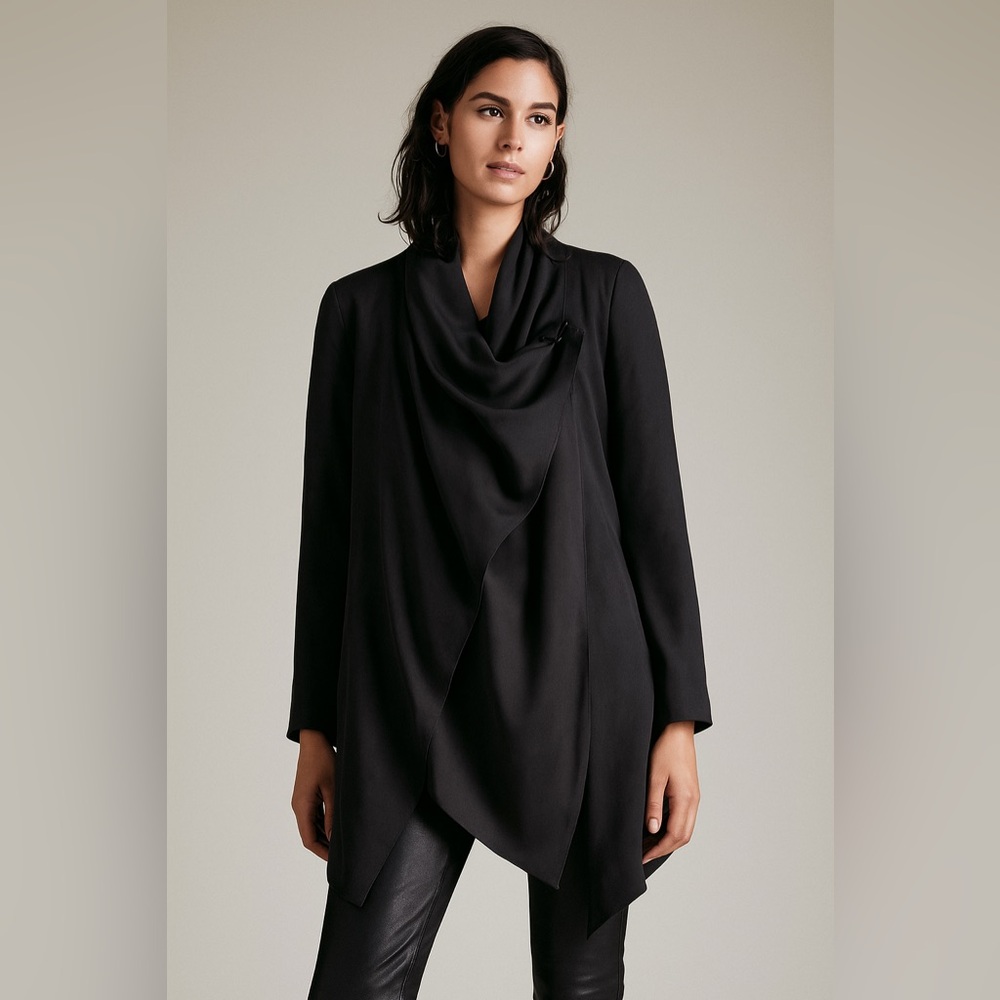 All Saints Black Draped Jacket